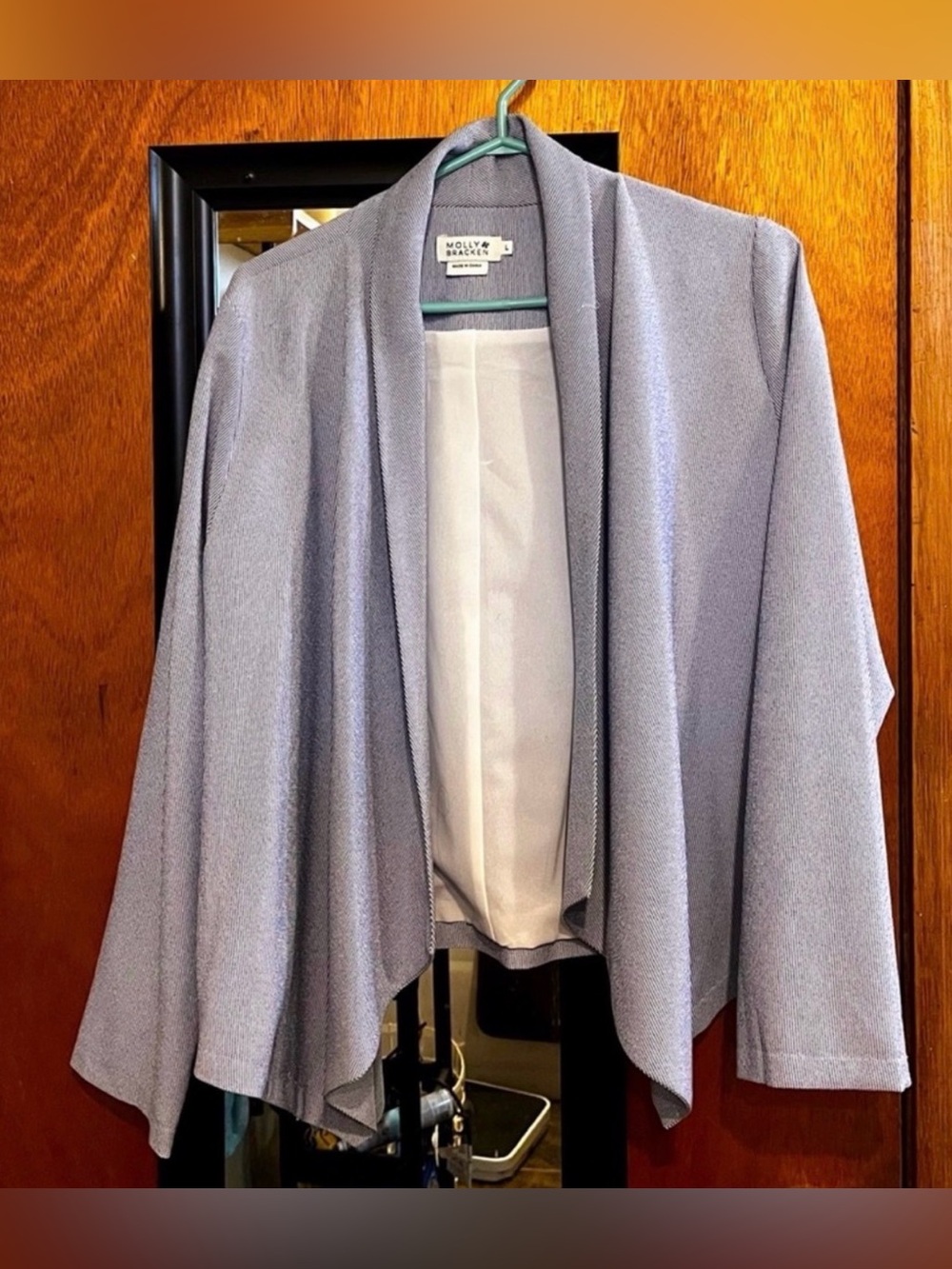 Molly Bracken Blue and White Striped Blazer in Size Large